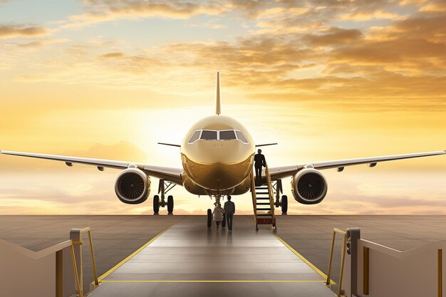 Foto vista delantero y lateral de un gran avión de pasajeros