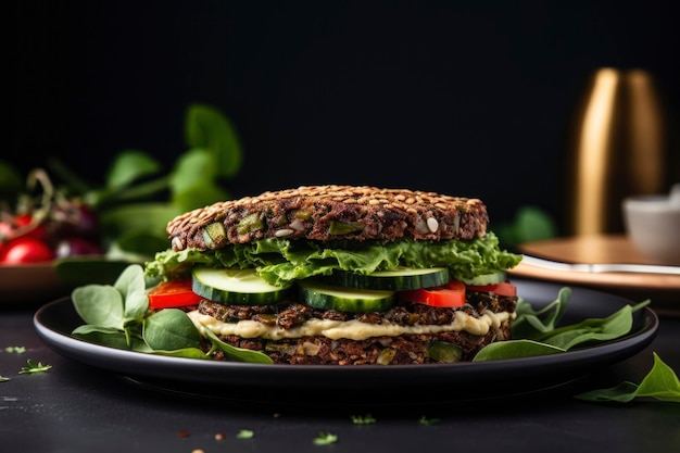 Vista de una deliciosa hamburguesa