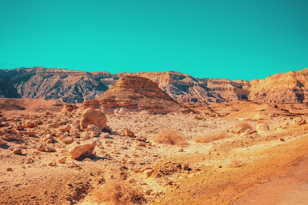 Vista del desierto en un día soleado Parque Timna en el desierto de Arava cerca de Eilat Israel