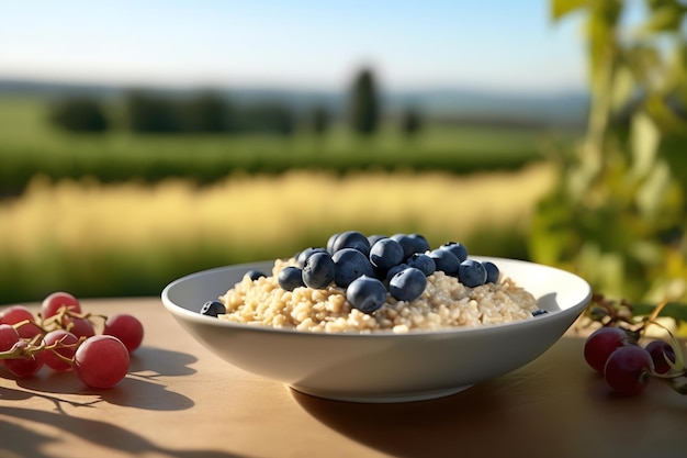 Una vista detallada del cereal de quinua caliente