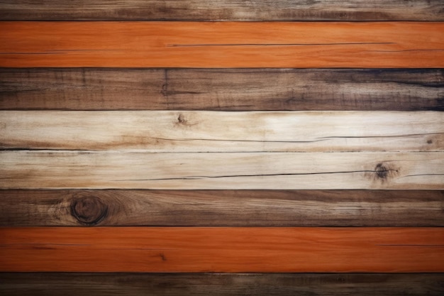 Una vista detallada de una pared de madera construida usando tablas que muestran su textura natural y presenta la bandera de la India en el concepto de fondo de textura de madera AI Generado