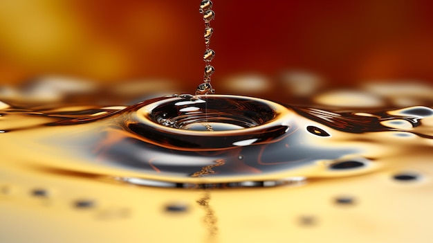 Una vista detallada de una sola gota de agua flotando en un cuerpo de líquido