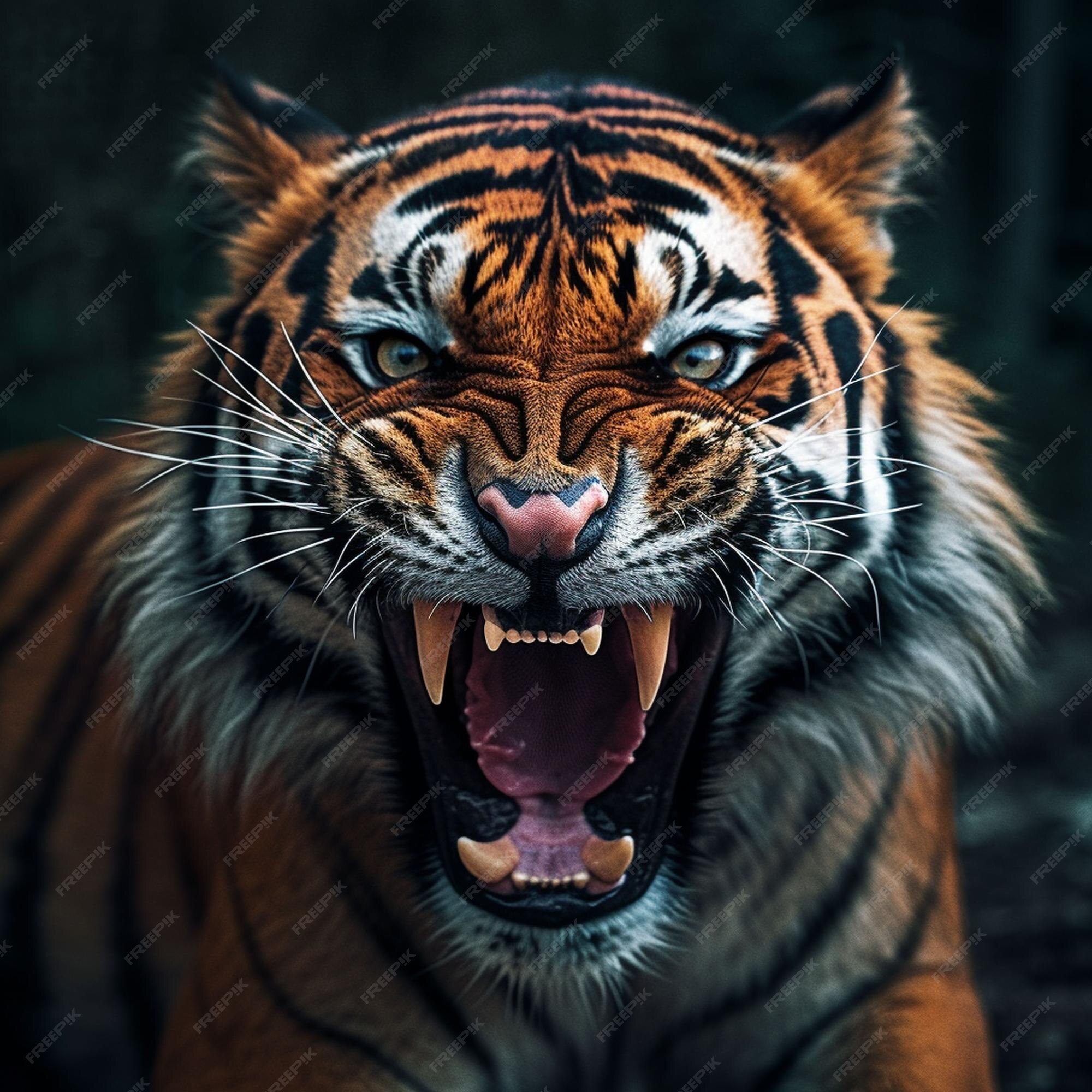 Ilustração raster de renderização 3d de predador de tigre closeup