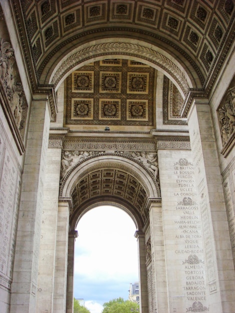 Vista do arco triunfal closeupparis frança