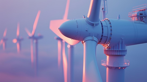 Vista do espaço de cópia de luz da borda superior da turbina eólica