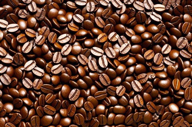 Vista do fundo de grãos de café torrado