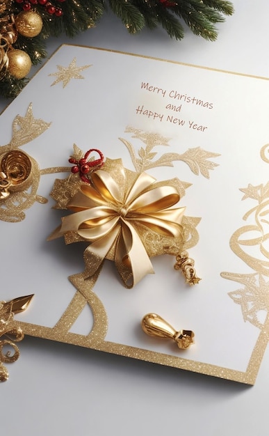Foto vista do fundo de um cartão de convite de natal lindamente decorado