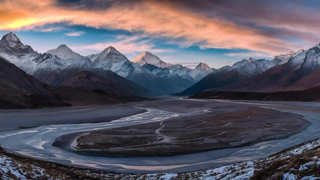 Foto vista do himalaia de gokyo ri