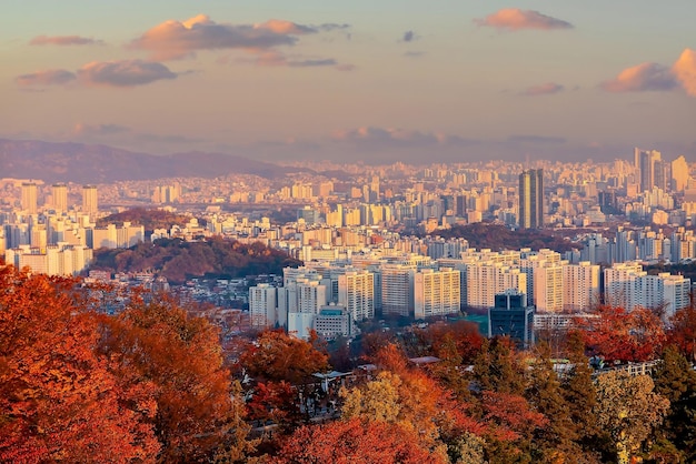 Vista do horizonte da cidade de seul da coreia do sul