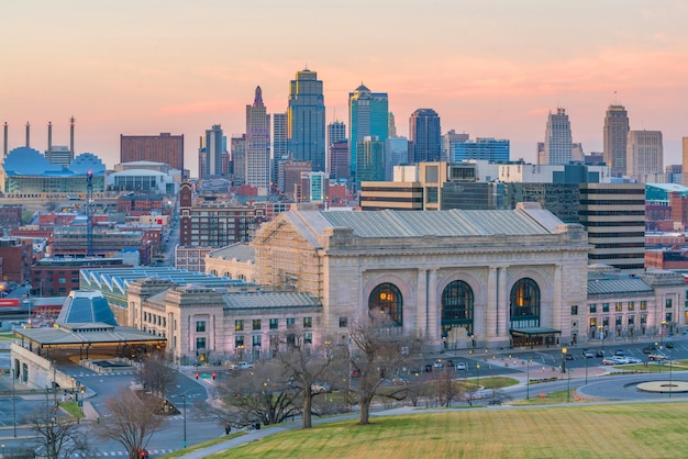 Vista do horizonte de Kansas City, no estado de Missouri, Estados Unidos