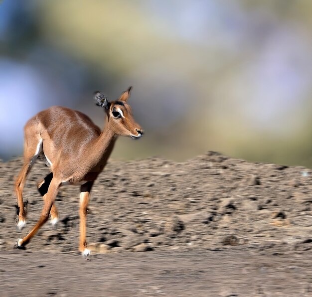 Foto vista do impala - aepyceros melampus em terra