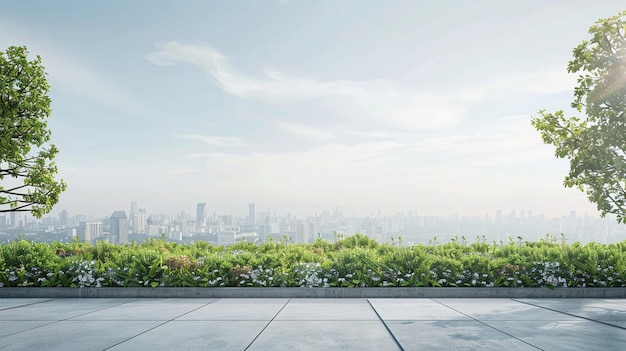 Vista do jardim do telhado da cidade Verde e pacífico