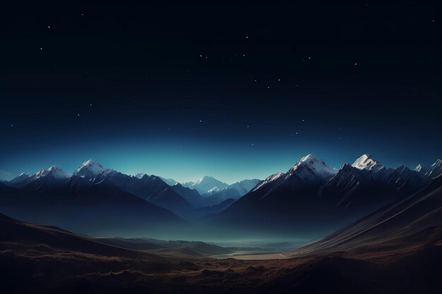vista do panorama da montanha à noite