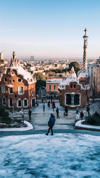 Vista do parque Guell no inverno de Barcelona