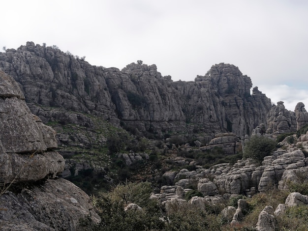 Foto vista do parque natural el torcal de antequera.