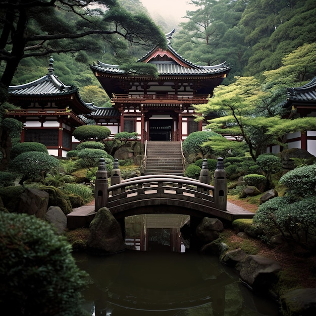 Vista do templo chinês