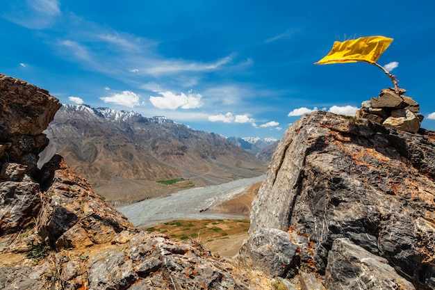 Vista do vale de Spiti, no Himalaia. Vale Spiti, Himachal Pradesh, Índia