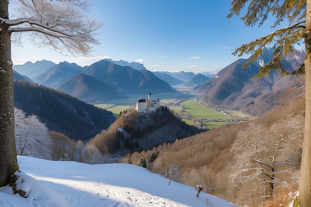 Vista do vale e do castelo de Hohenschwangau