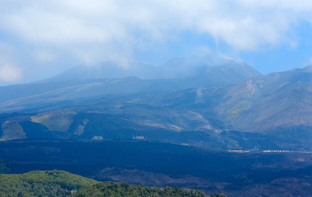 Vista do vulcão etna sicília itália