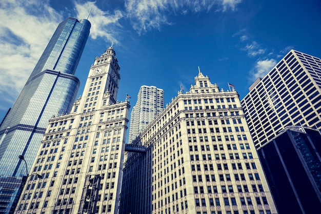 Vista dos edifícios de chicago, eua