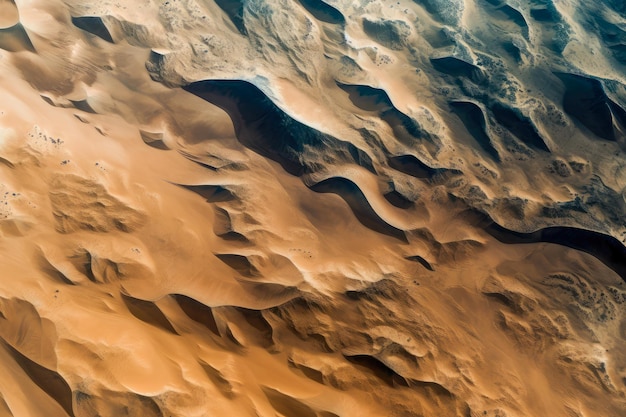 Una vista de las dunas de arena desde el aire.