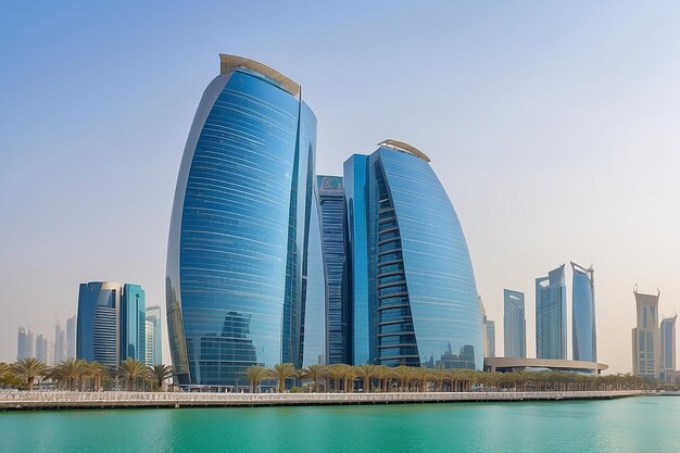 Vista del edificio comercial Arcapita en el frente del mar de la bahía de Bahréin en Manama el 4 de enero de 2019