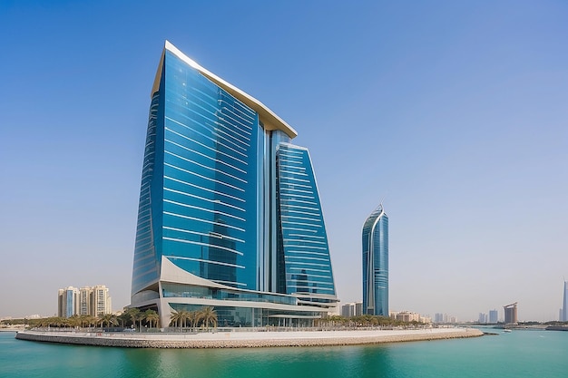 Foto vista del edificio comercial arcapita en el frente del mar de la bahía de bahréin en manama el 4 de enero de 2019