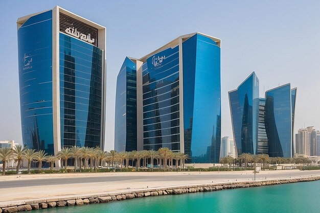 Foto vista del edificio comercial arcapita en el frente del mar de la bahía de bahréin en manama el 4 de enero de 2019