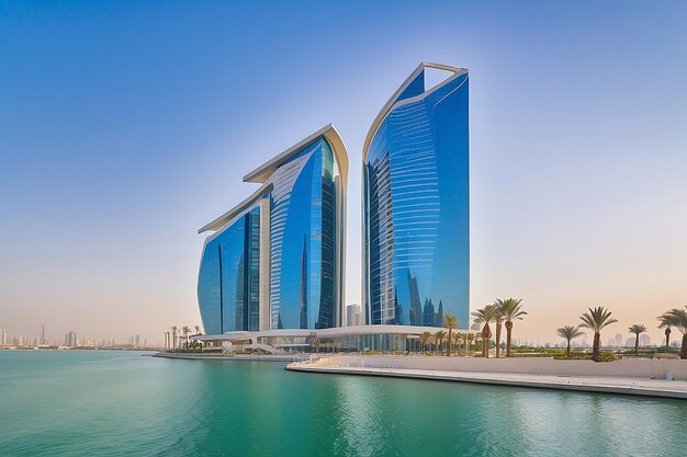 Vista del edificio comercial Arcapita en el frente del mar de la bahía de Bahréin en Manama el 4 de enero de 2019