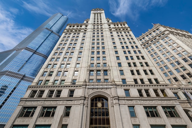 Vista de edificios y rascacielos en Chicago