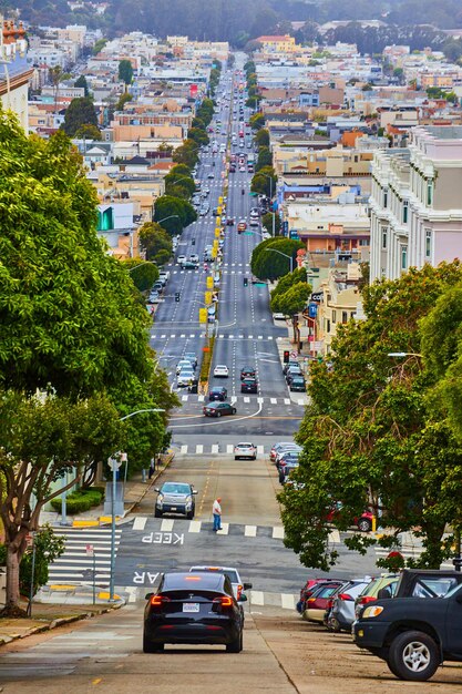 Foto vista em alto ângulo da rua da cidade