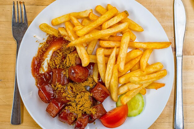 Foto vista em alto ângulo de alimentos no prato