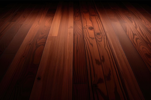 Vista em perspectiva do fundo do piso de madeira da foto acima da ilustração 3d do banner