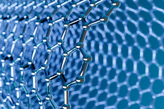 Vista de una estructura de nanotecnología molecular de grafeno.