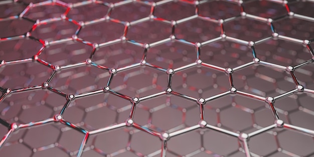 Vista de una estructura de nanotecnología molecular de grafeno.