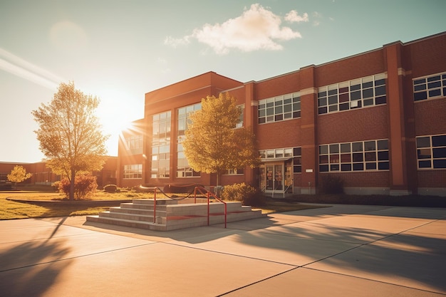 Vista exterior de una típica escuela americana