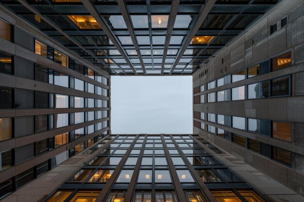 Vista de la fachada de un edificio moderno en el centro de Manhattan, Nueva York