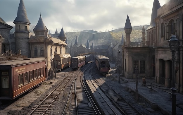 Vista ferroviaria de Tbilisi en imagen de luz cinemática IA generativa