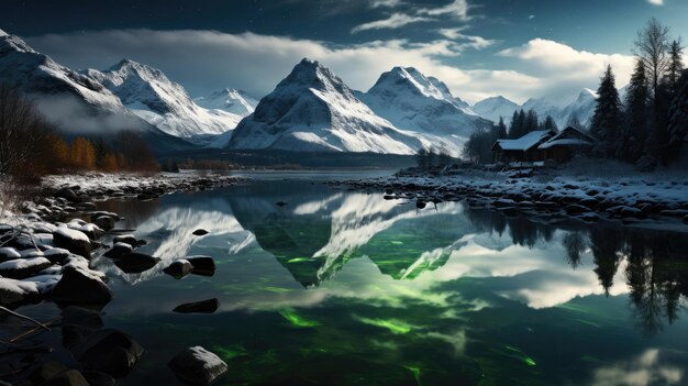 Vista del fiordo de la aurora boreal