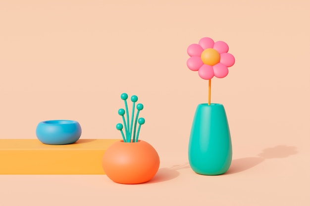 Vista de las flores en flor en 3D