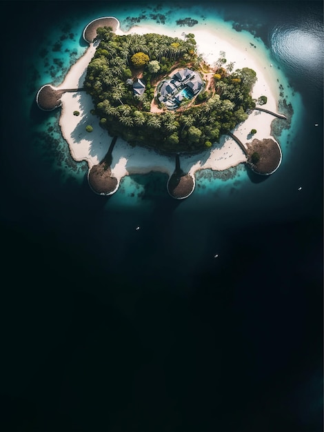 vista de fondo de la isla fotografiada con un dron