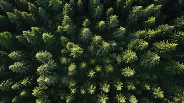 Vista de fondo de textura natural hermoso bosque de pinos desde arriba hd