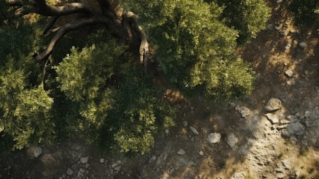 Vista de fondo de textura de olivo hermoso natural desde arriba hd