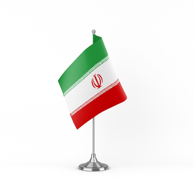 Foto vista frontal de la bandera de irán en fondo blanco