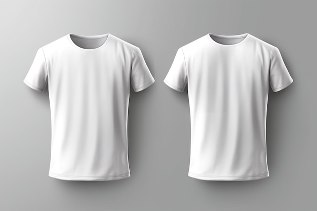 Vista frontal de maquete de camiseta branca em branco isolada em fundo cinza Generative ai