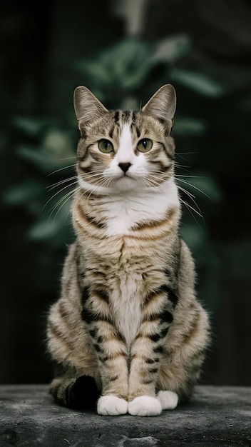 Foto vista frontal de um gato birman sentado isolado em branco