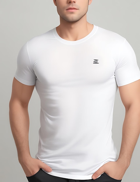 Vista frontal de um modelo de camiseta branca em branco