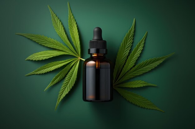 Vista frontal de um produto de cuidados com cbd Oil Cannabis mockup gerado pela IA