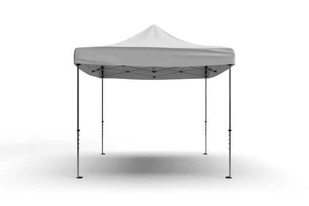 Vista frontal de uma barraca gazebo para publicidade isolada em um fundo branco