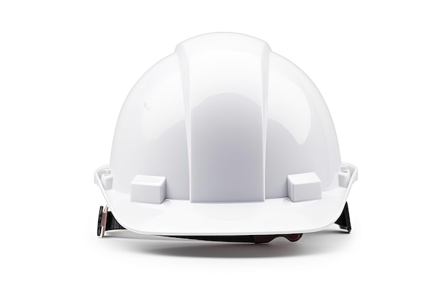 Vista frontal do capacete branco sobre fundo branco com sombra suave sob a borda